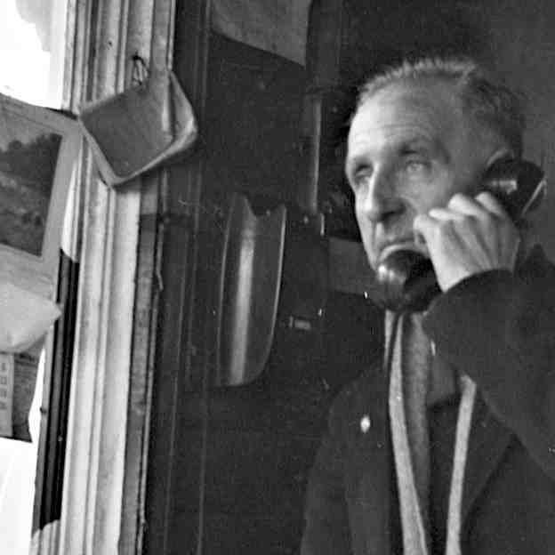 Christy Mahony, the former signalman at Kilmessan Station, on the phone 